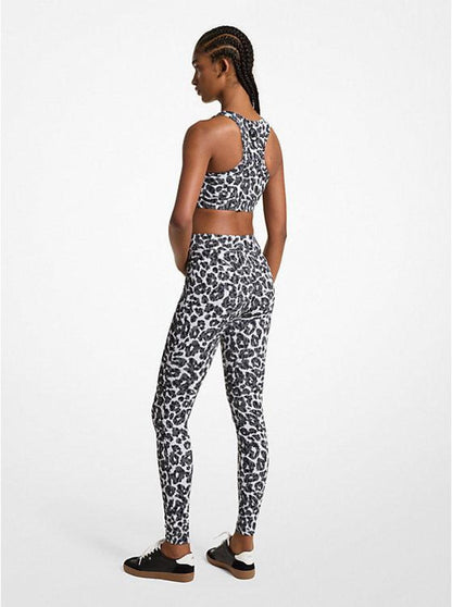 Stretch Recycled Nylon Leopard Logo Leggings