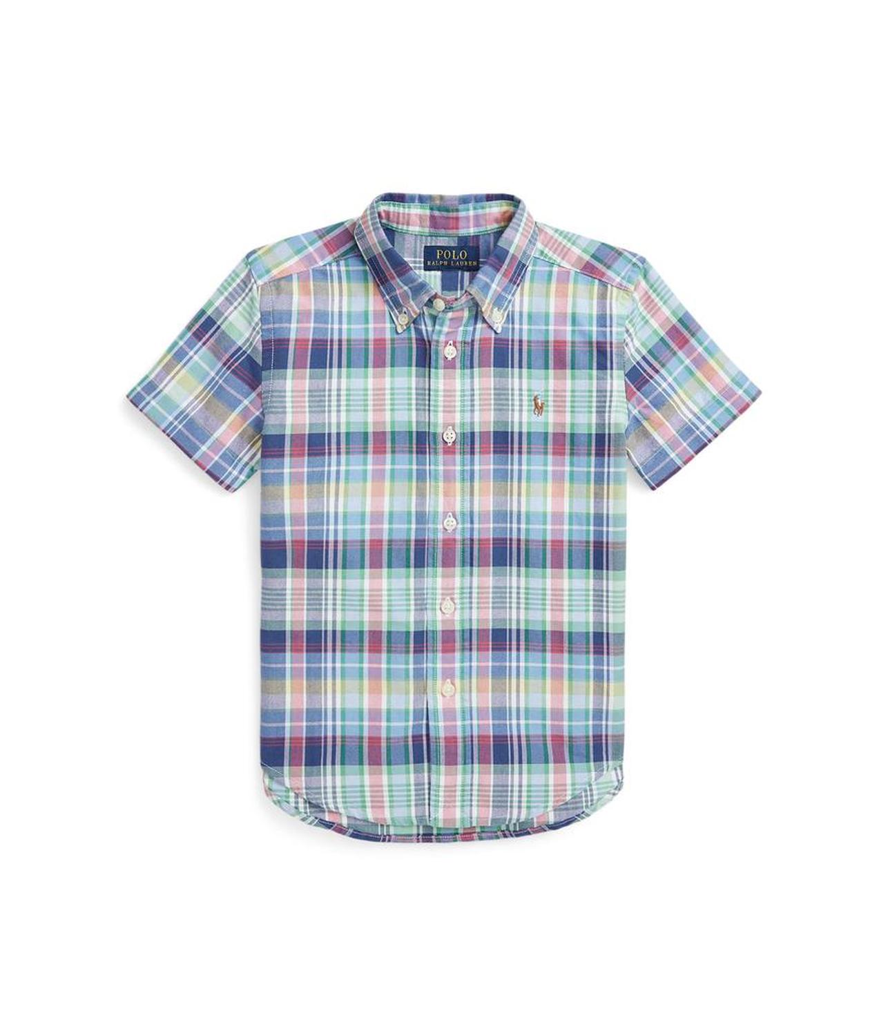 Plaid Cotton Oxford Short Sleeve Shirt (Toddler/Little Kid)