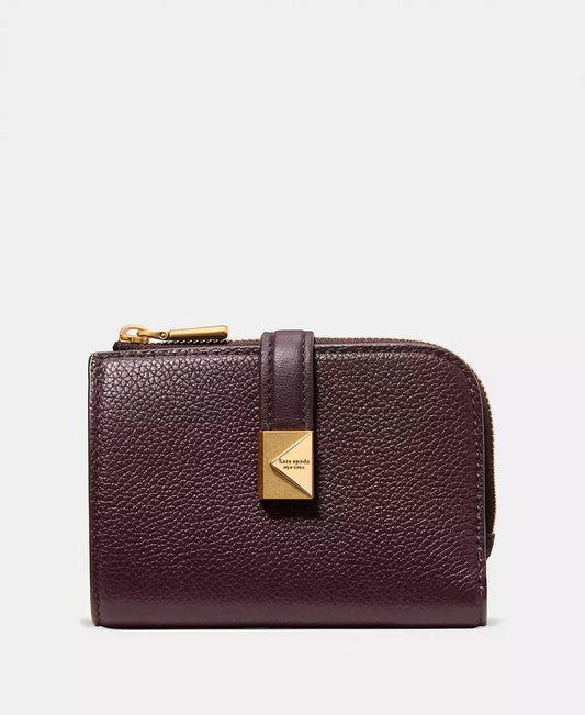 Deco Pebbled Leather Compact Wallet