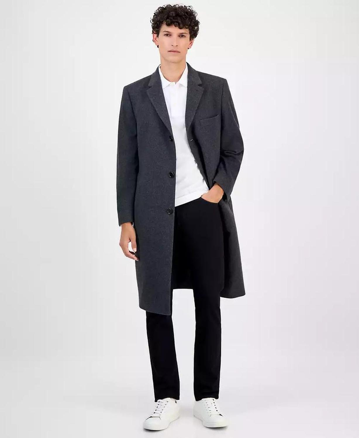 Men's Classic-Fit Solid Pure Cashmere Overcoat