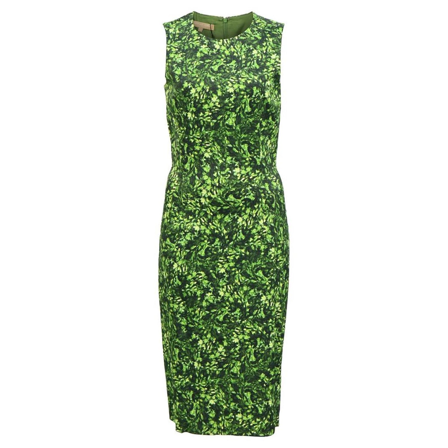 Printed Sheath Dress in Green Cotton