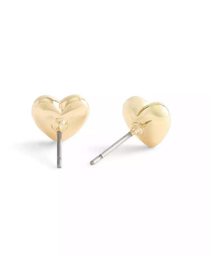 Gold Plated Heart Stud Earrings