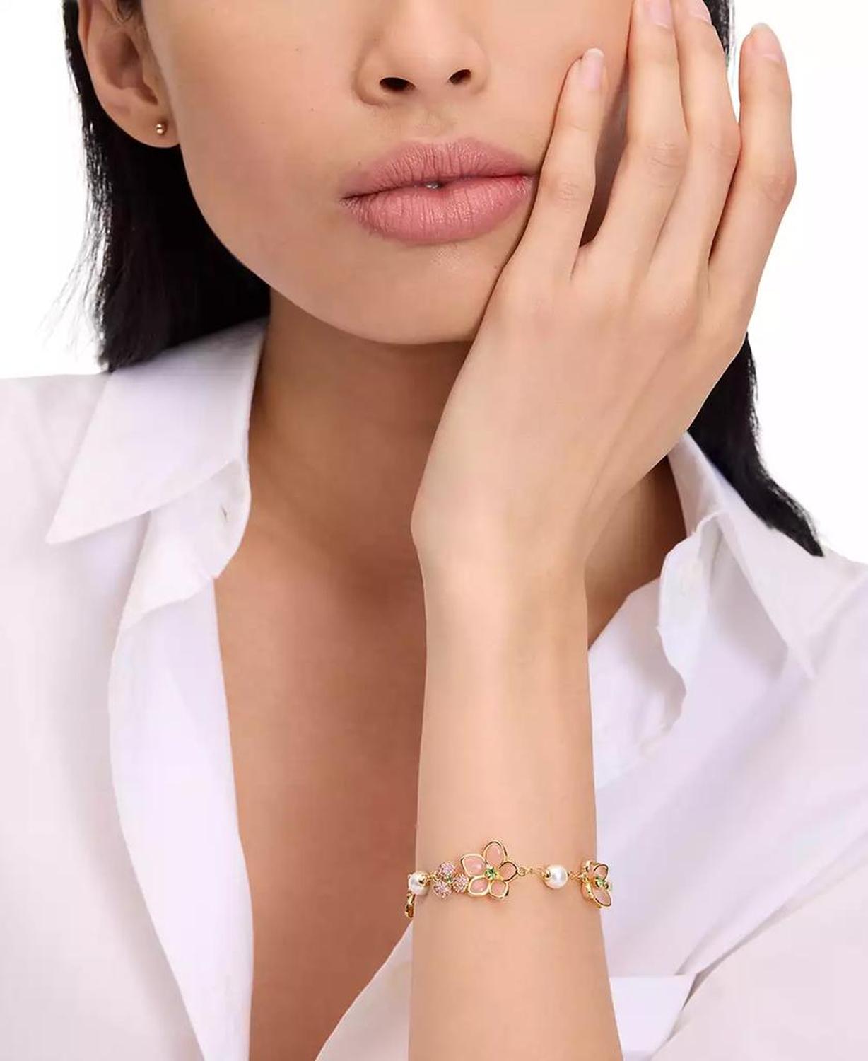 Gold-Tone Pastel Petals Bracelet