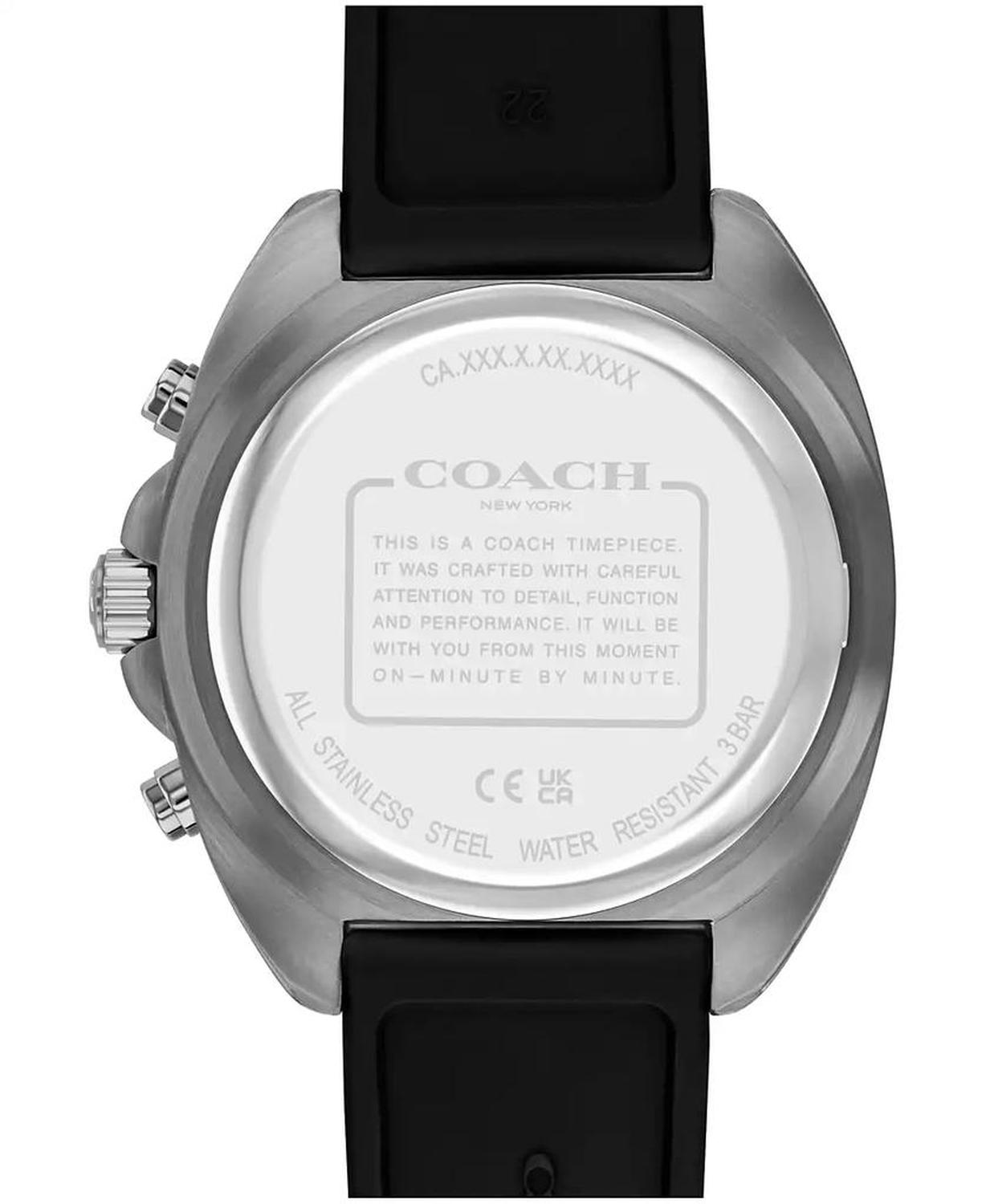 Men's Charter Black Silicone Strap Watch 44.5mm