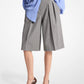 Stretch Wool Flannel Pleated Shorts