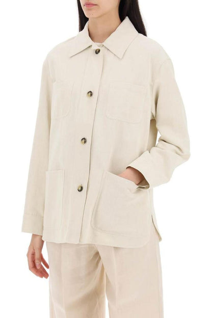 Max Mara Studio Newport Overshirt In Cotton And Linen Drill