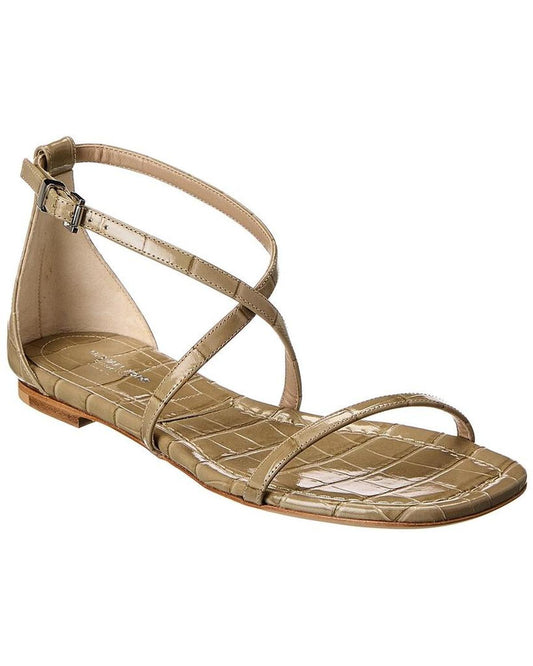 Polly Runway Croc-Embossed Leather Sandal