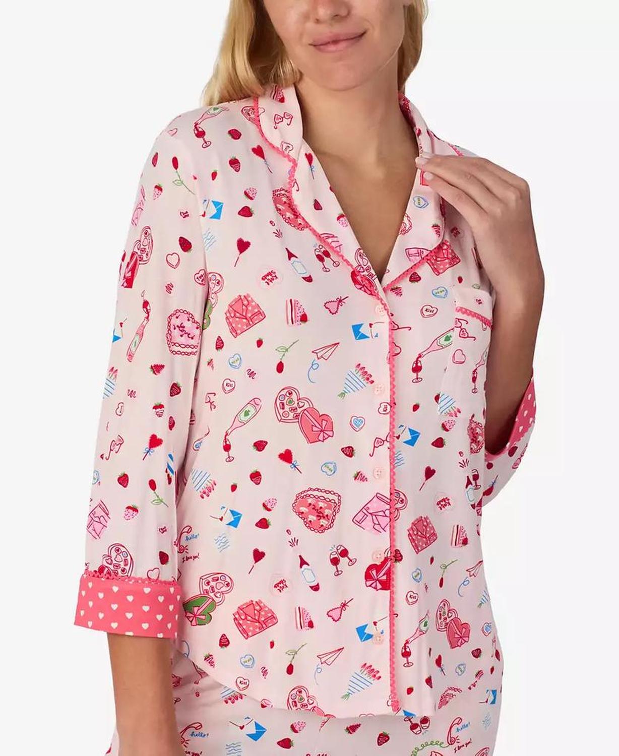Women's 2-Piece Sleepwear 3/4-Sleeve Top and Pajama Pants Set