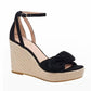 Women's Tianna Bow Suede Wedge Heels In Black Suede