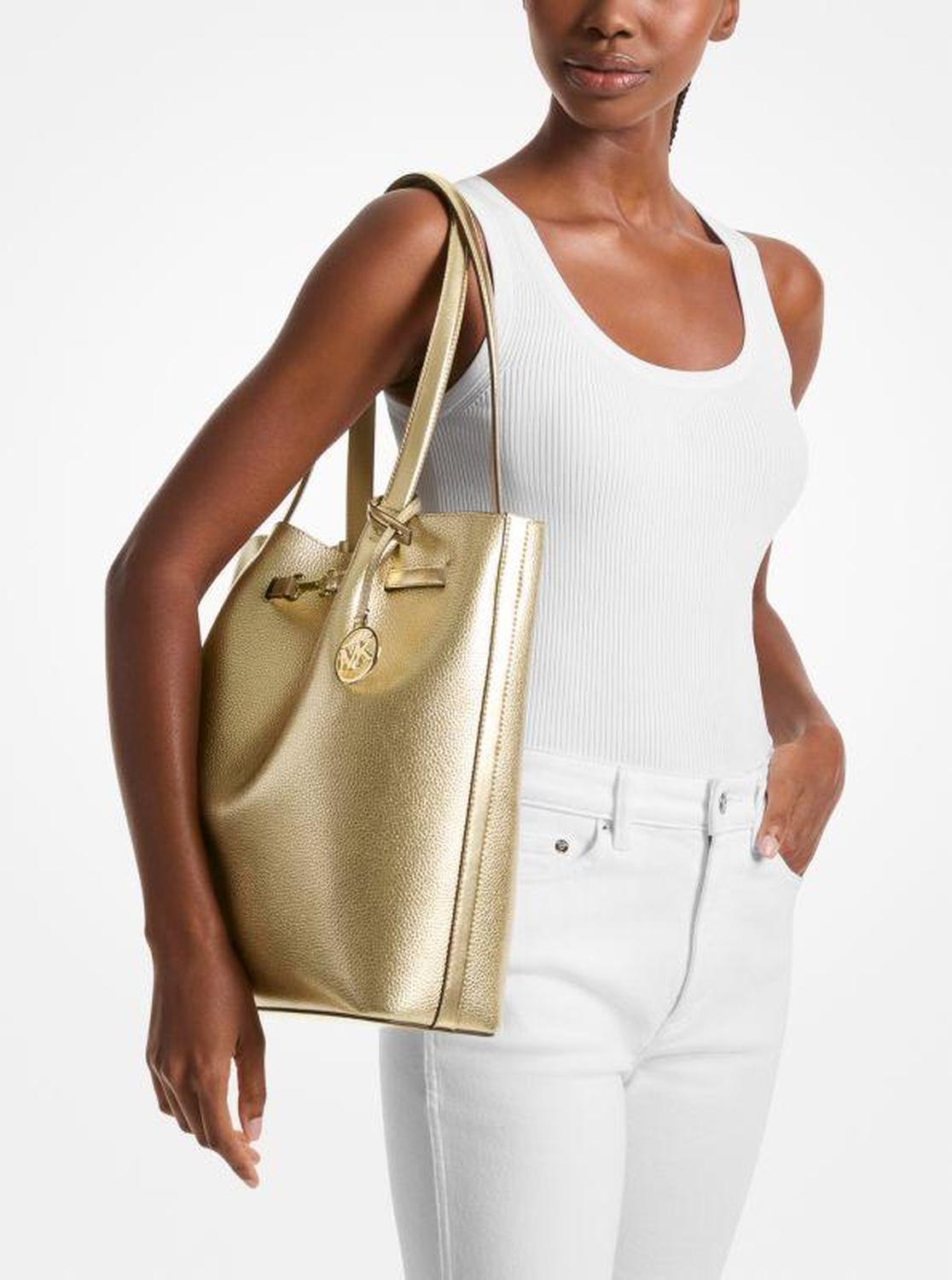 Carson Large Metallic Leather Shoulder Bag