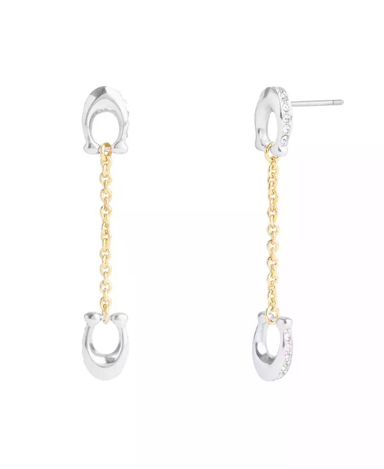 Faux Stone Signature Pavé C Linear Earrings