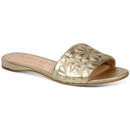 Emmie Mid Womens Leather Embossed Slide Sandals