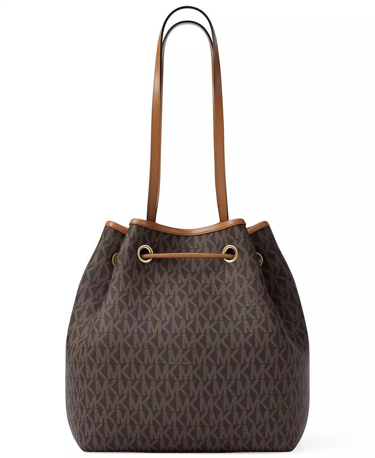 Michael Kors Women's Medium Signature Logo Bucket Messenger Handbag