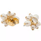 Gold-Tone Color Cubic Zirconia & Imitation Pearl Flower Stud Earrings