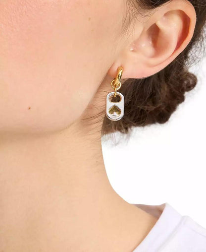 Two-Tone Crystal Pop Tab Charm Hoop Earrings