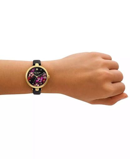 Women's Holland Black Leather Watch 34mm