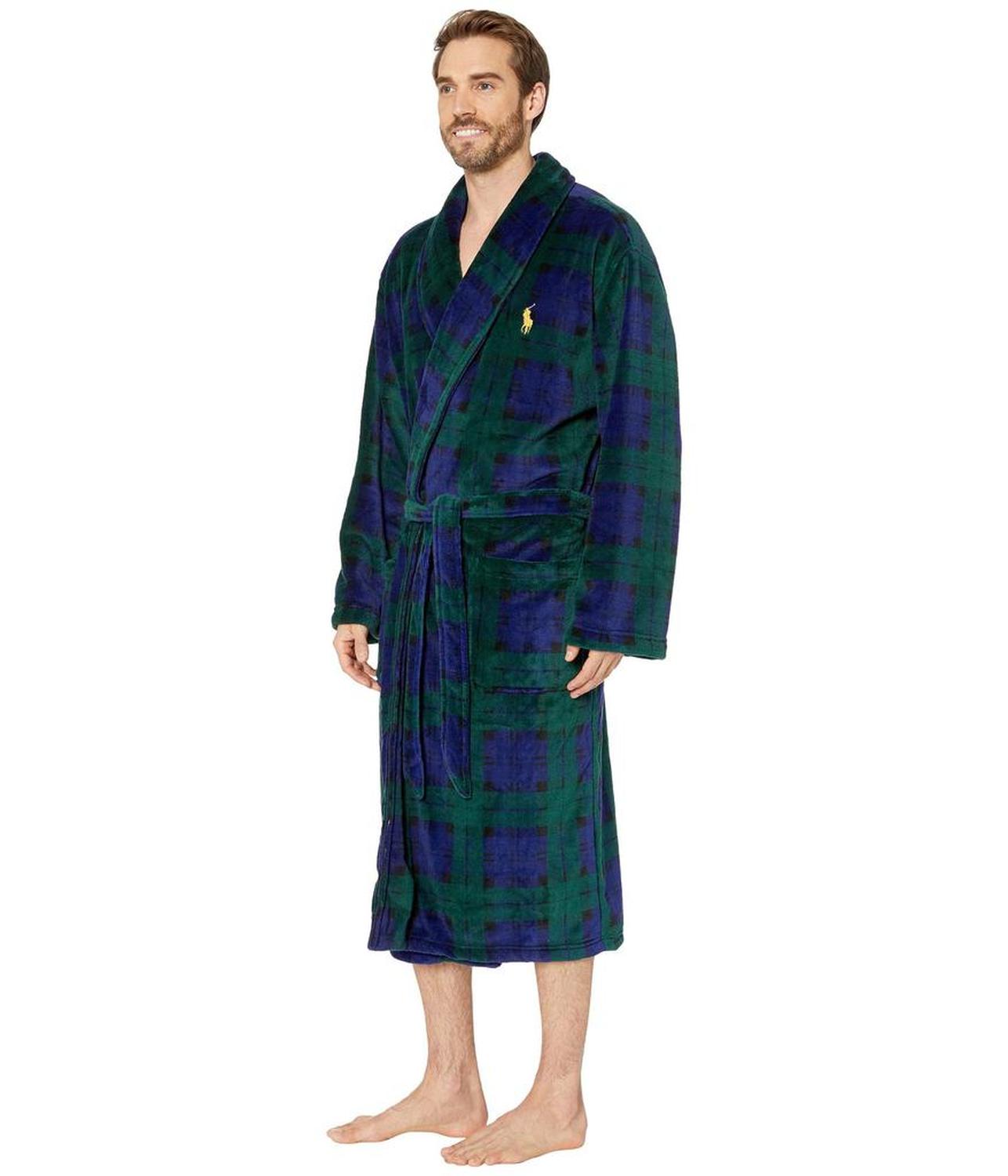 Microfiber Plush Long Sleeve Shawl Collar Robe