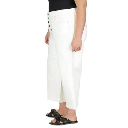 Plus Size Button-Fly Frayed-Hem Jeans