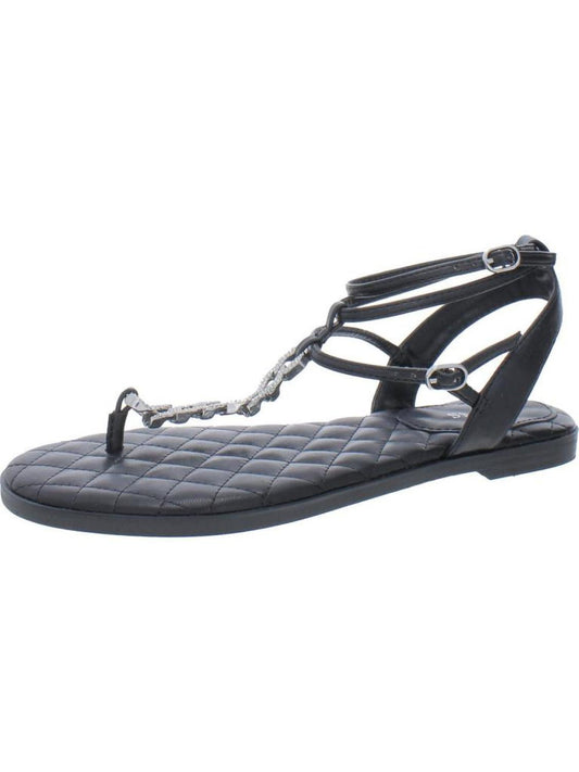 Brighti Womens Faux Leather Rhinestone T-Strap Sandals