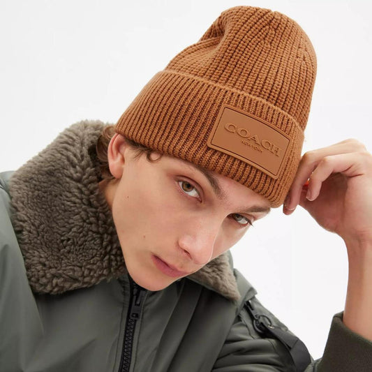 Knit Beanie With Rubber Patch
