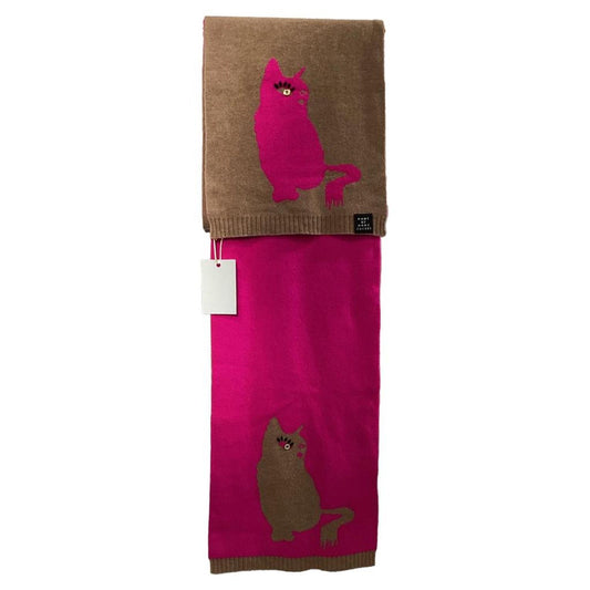 Marc by  Cat Scarf and Gloves in Pink and Brown Wool