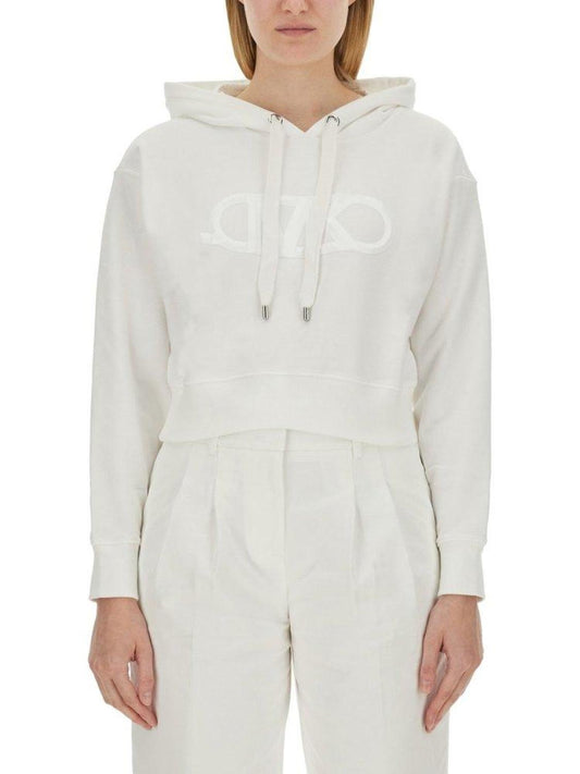 Michael Michael Kors Empire Logo Drawstring Cropped Hoodie