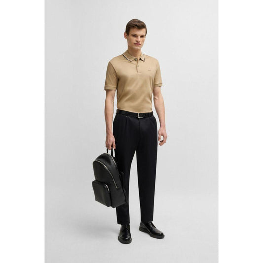 Slim-fit polo shirt in cotton with striped collar