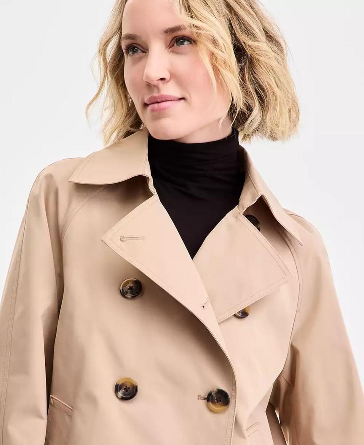 Women's Short Double-Breasted Trench Coat