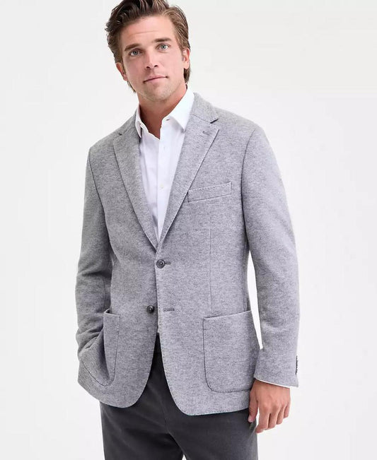 Men's Classic-Fit Stretch Heather Gray Knit Sport Coat