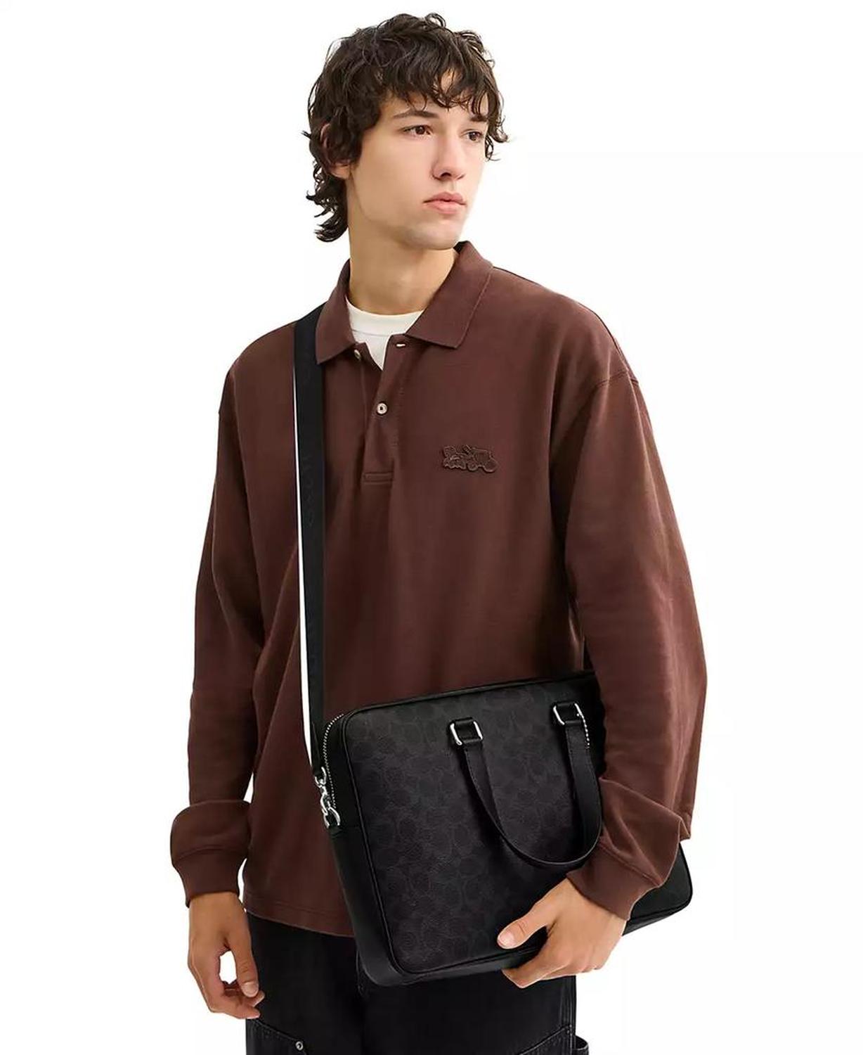 Men's Caden Brief Signature Coated Canvas Laptop Bag