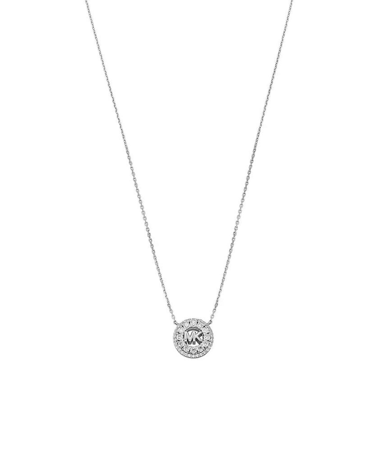 Cubic Zirconia Logo Pendant Necklace