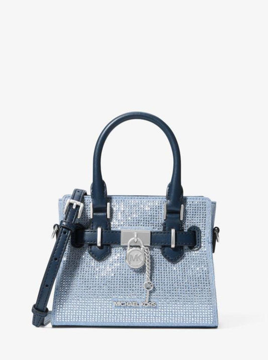 Hamilton Extra-Small Crystal Embellished Washed Denim Satchel