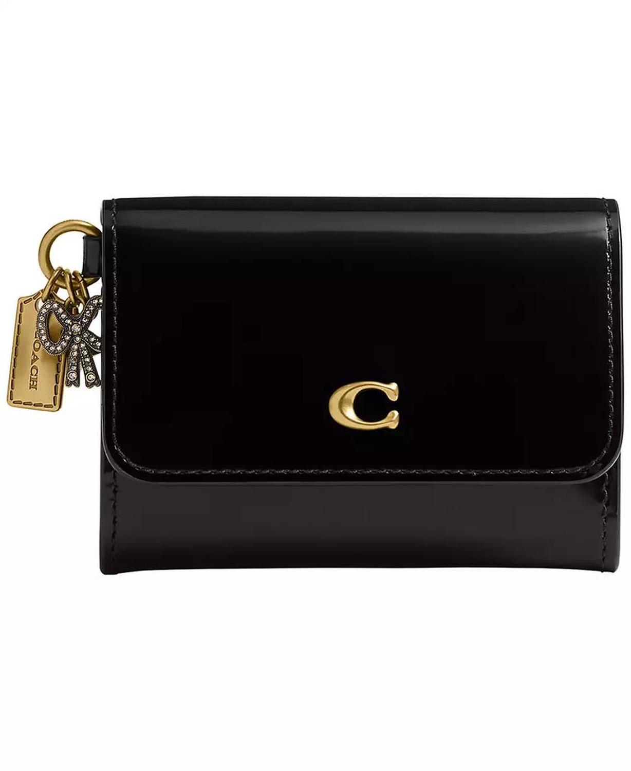 Essential Mini Leather Flap Card Case with Charm