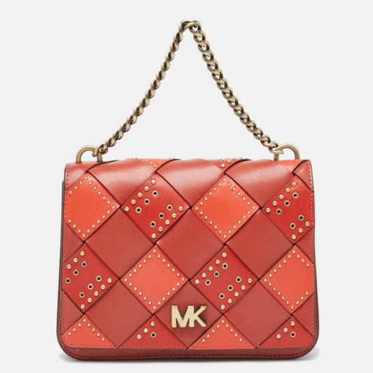 Michael Kors Woven Leather Studded Mott Top Handle Bag