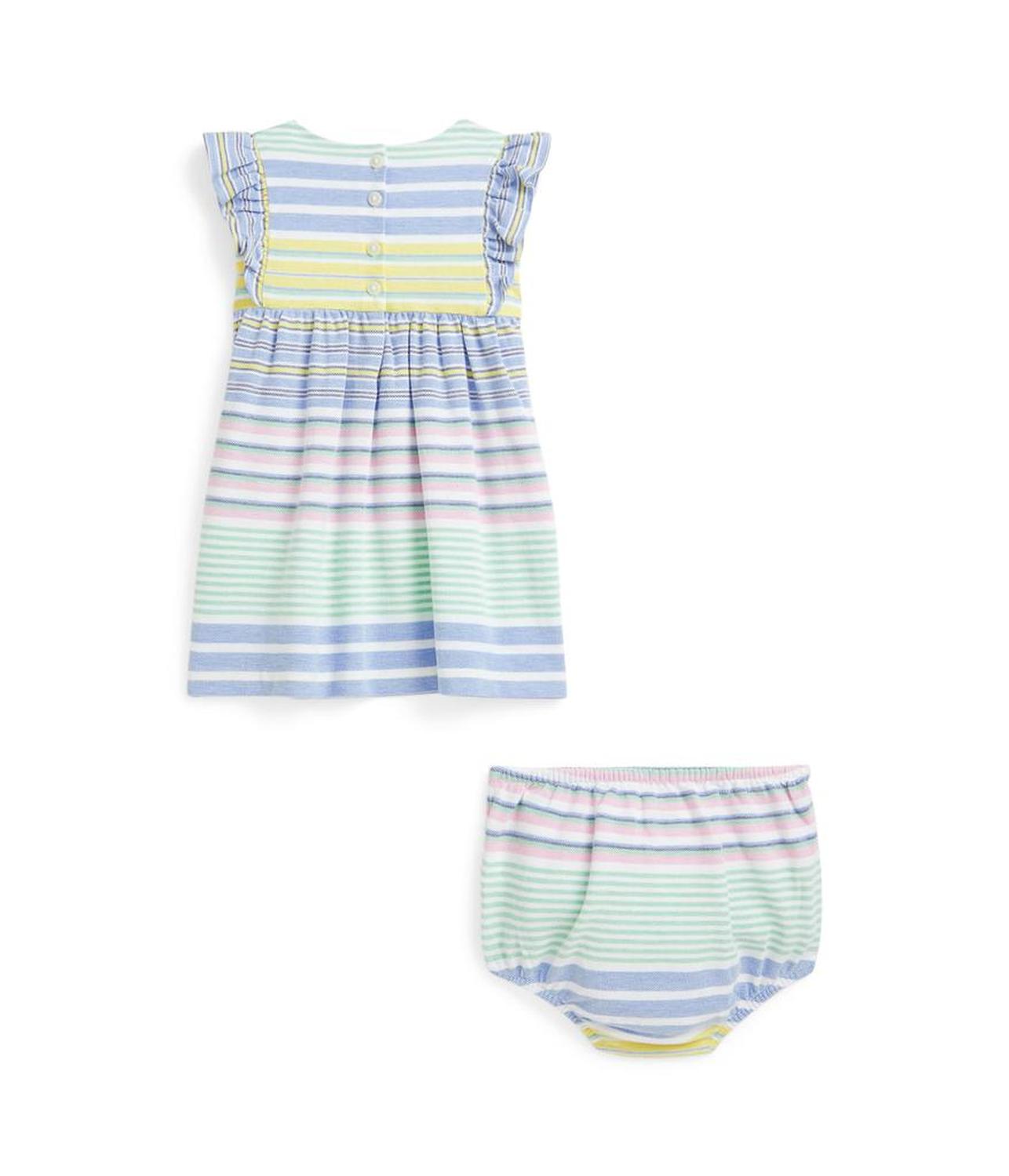Striped Knit Oxford Dress & Bloomer (Infant)