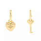 Gold Tone Heart and Key Mismatch Charm Huggie Earrings