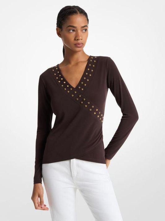 Astor Stud Matte Jersey Top