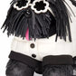 Shaggy Fabric & Fringed Leather Small 3D Dog Crossbody