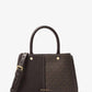 Flora Medium Signature Logo and Leather Satchel