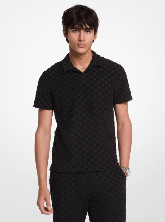 Logo Jacquard Terry Polo Shirt