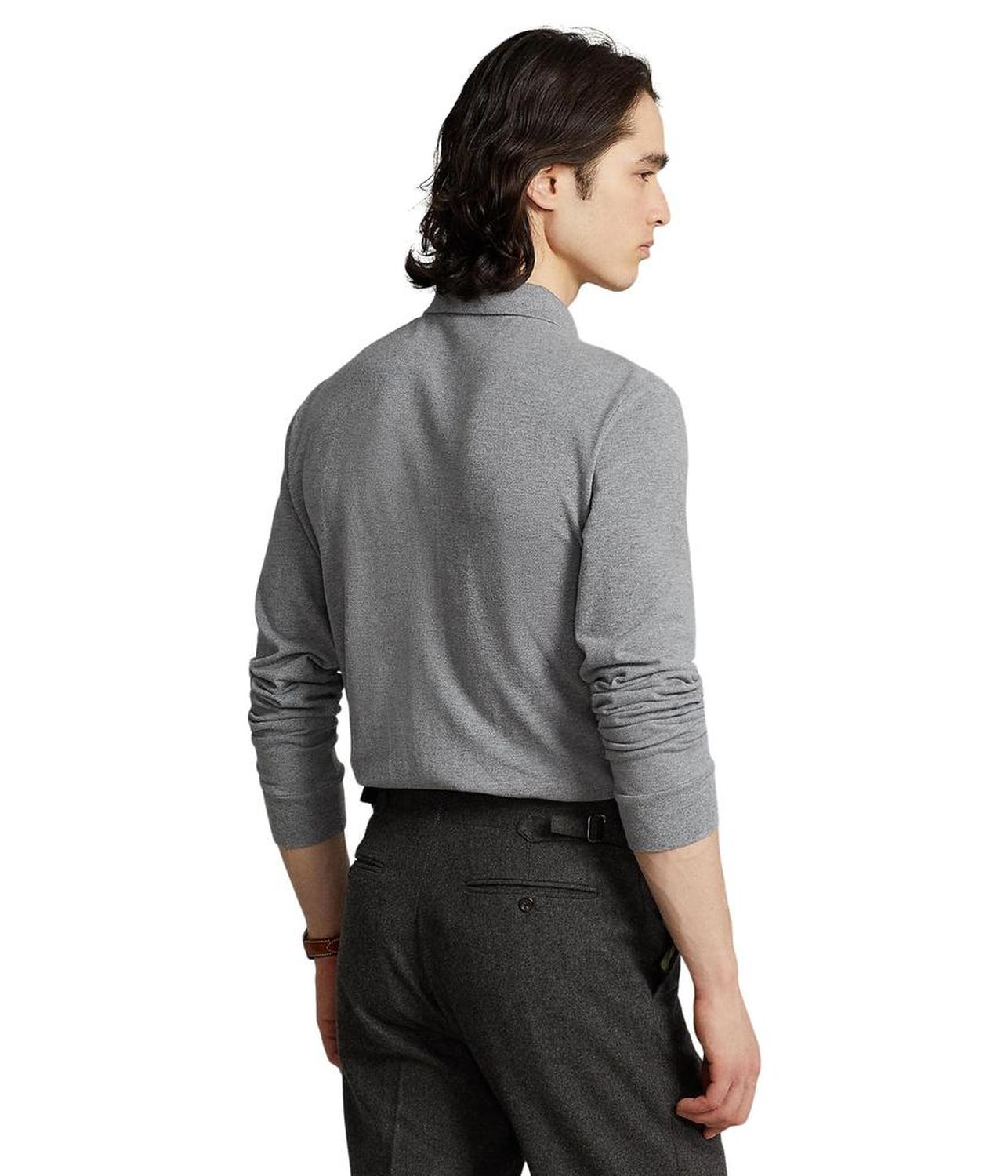 Classic Fit Mesh Long-Sleeve Polo Shirt