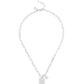 Rhodium Plated Hangtag Pendant Necklace