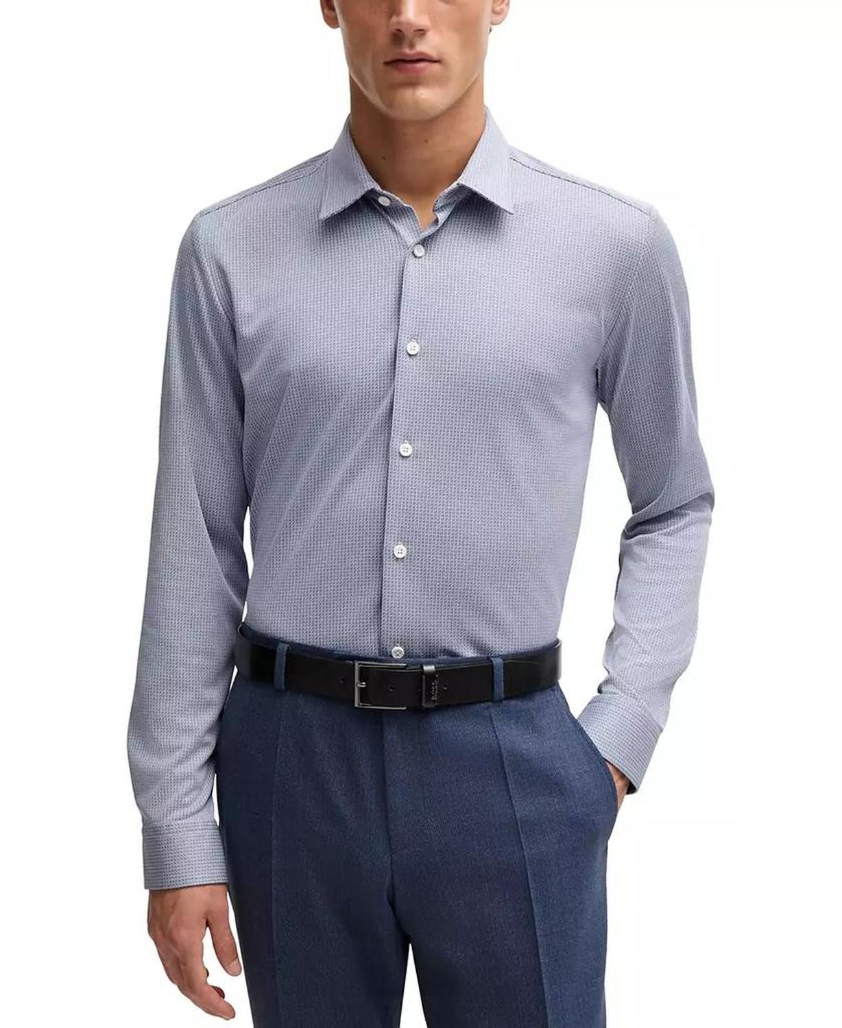 Men's Patterned Performance Slim-Fit Dress Shirt