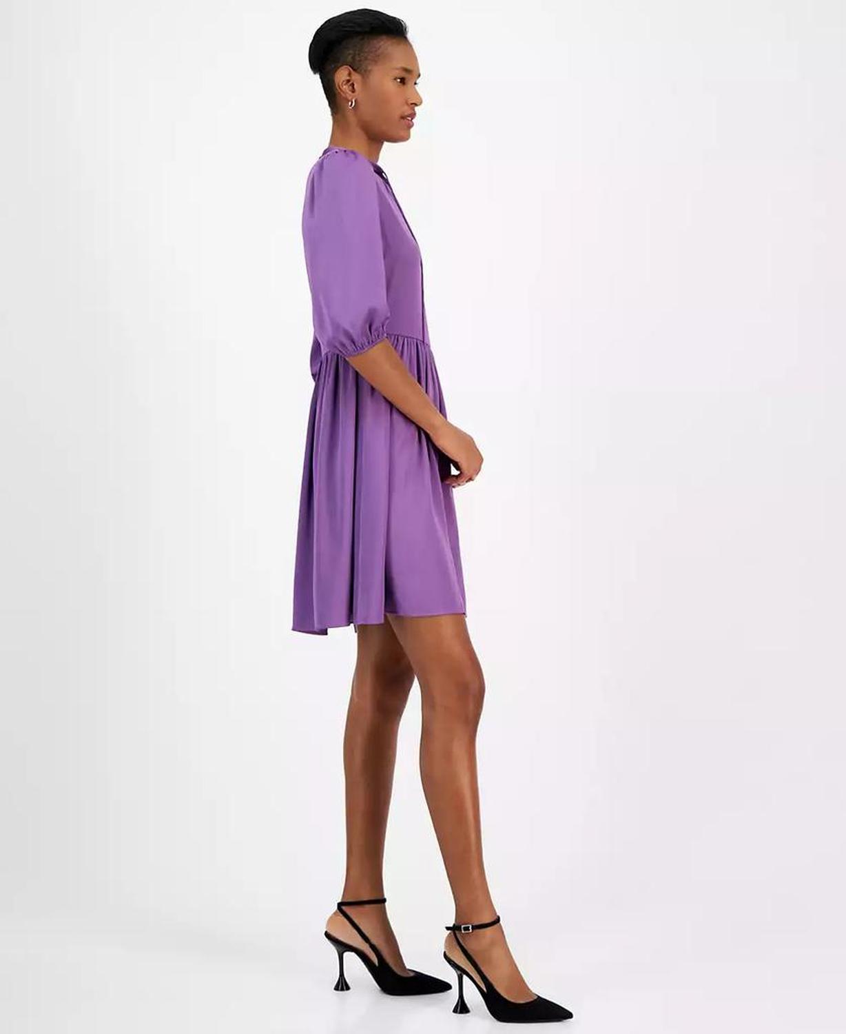 Women's Dorena Solid-Color Elbow-Sleeve A-Line Dress