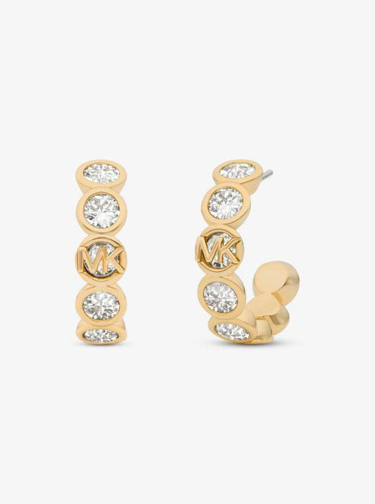 Precious Metal-Plated Cubic Zirconia Hoop Earrings