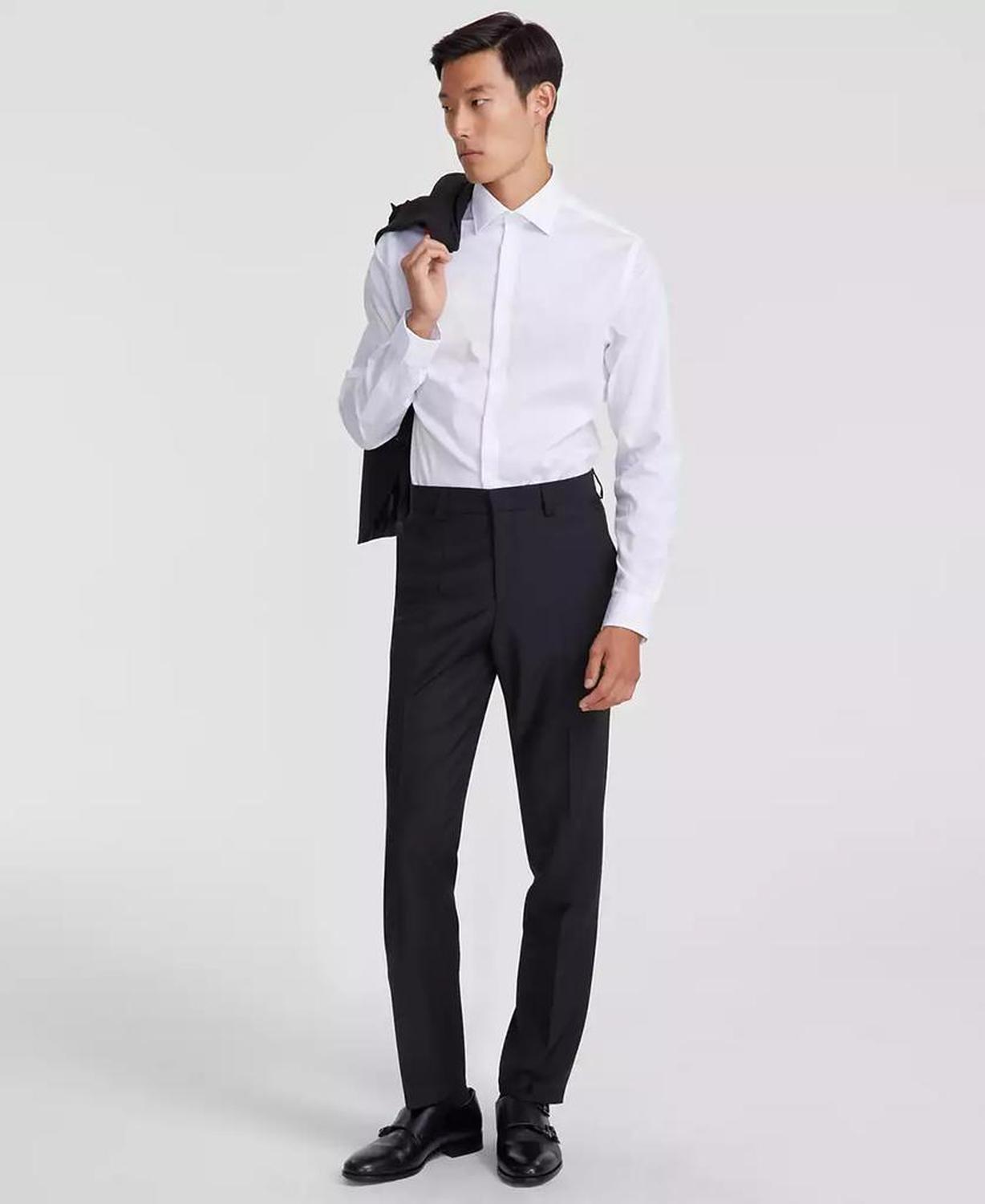Men Modern-Fit Stretch Solid Nested Suits