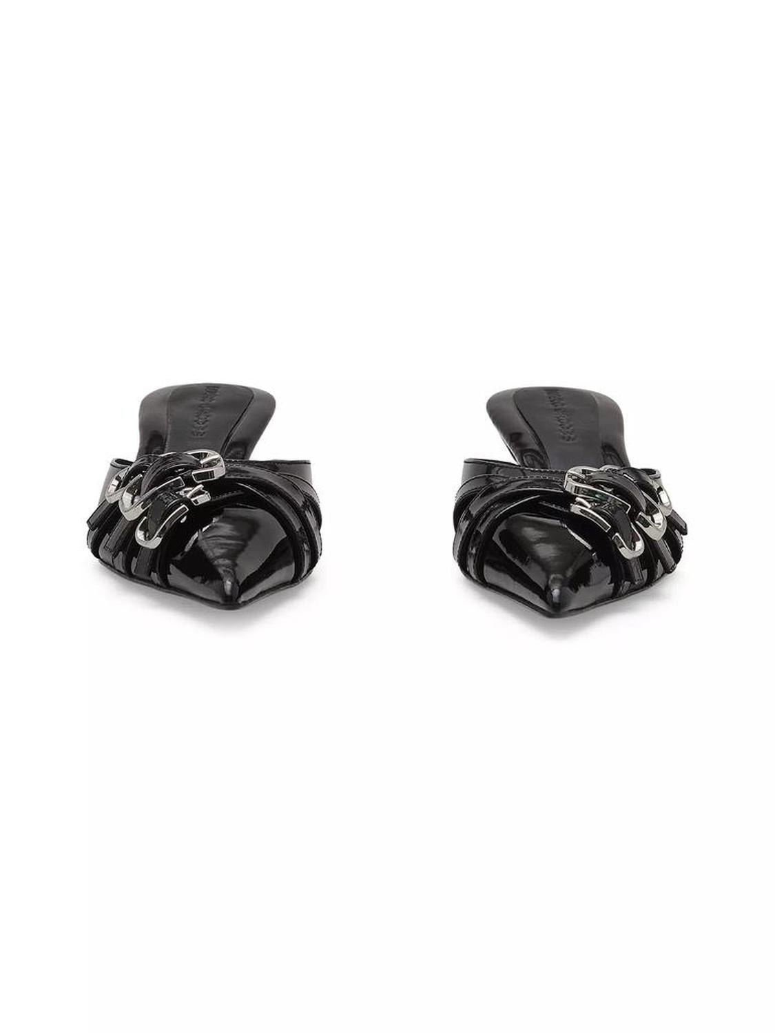 The Emma Buckle Patent Leather Kitten-Heel Mules