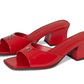 Sculpted C Leather Block Heel Sandals