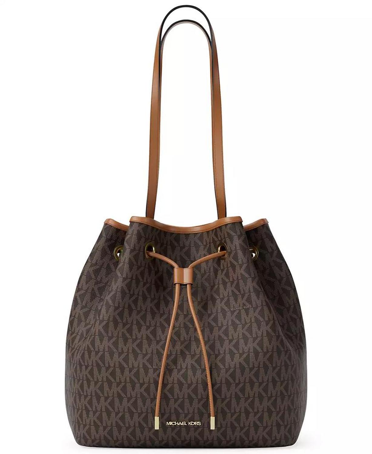 Michael Kors Women's Medium Signature Logo Bucket Messenger Handbag