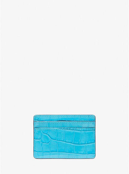 Jet Set Small Crocodile Embossed Leather Card Case